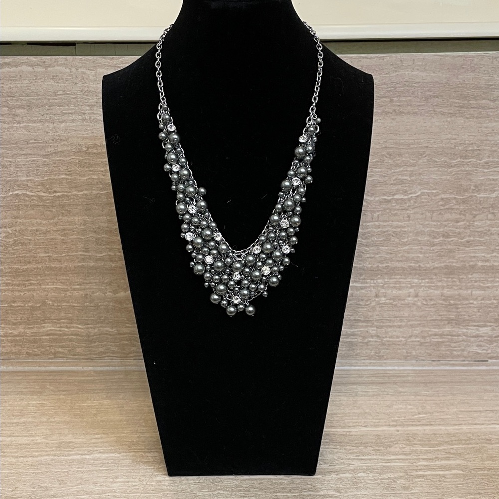 CHARTER CLUB NWT Chic Silver Pearl Cluster Necklace Adjustable